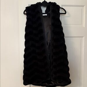 Via Spiga Black Faux Fur Vest